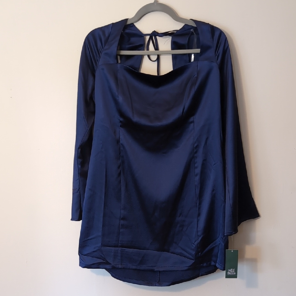 Target Blue Tie Back Satin Mini Dress